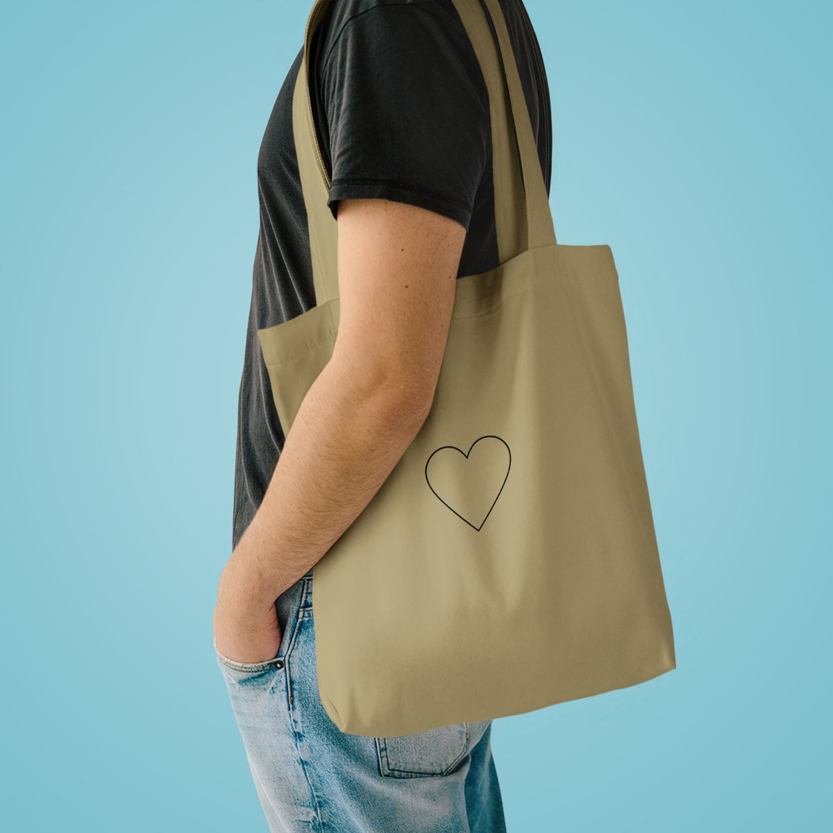 Outlined Heart Cotton Canvas Tote