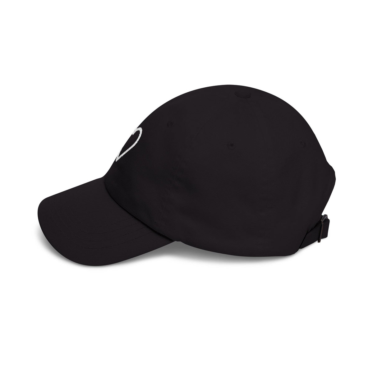 Outlined Heart Embroidered Dad Cap — Black Edition