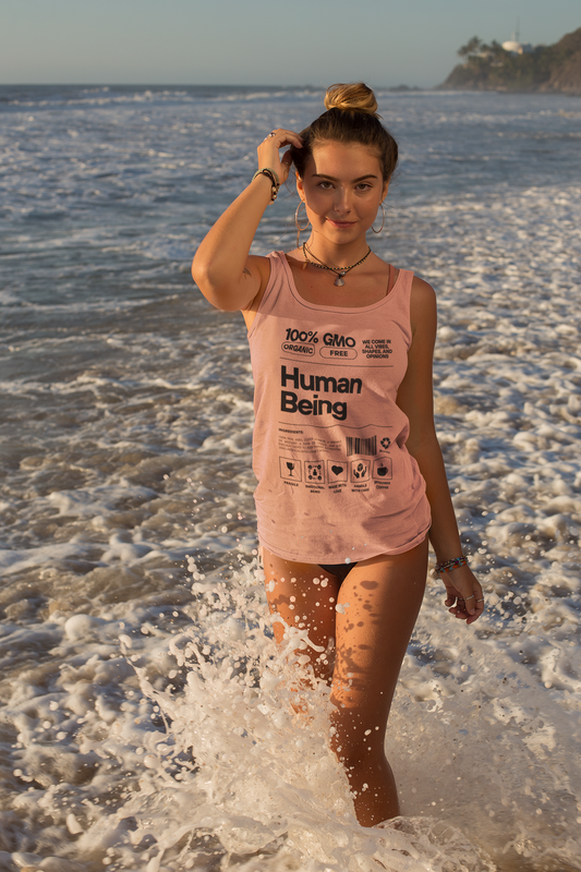100% Human Being GMO-Free Women's Racerback Tank