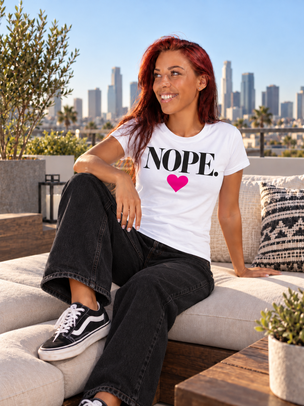 NOPE. Heart Micro-Rib Baby Tee