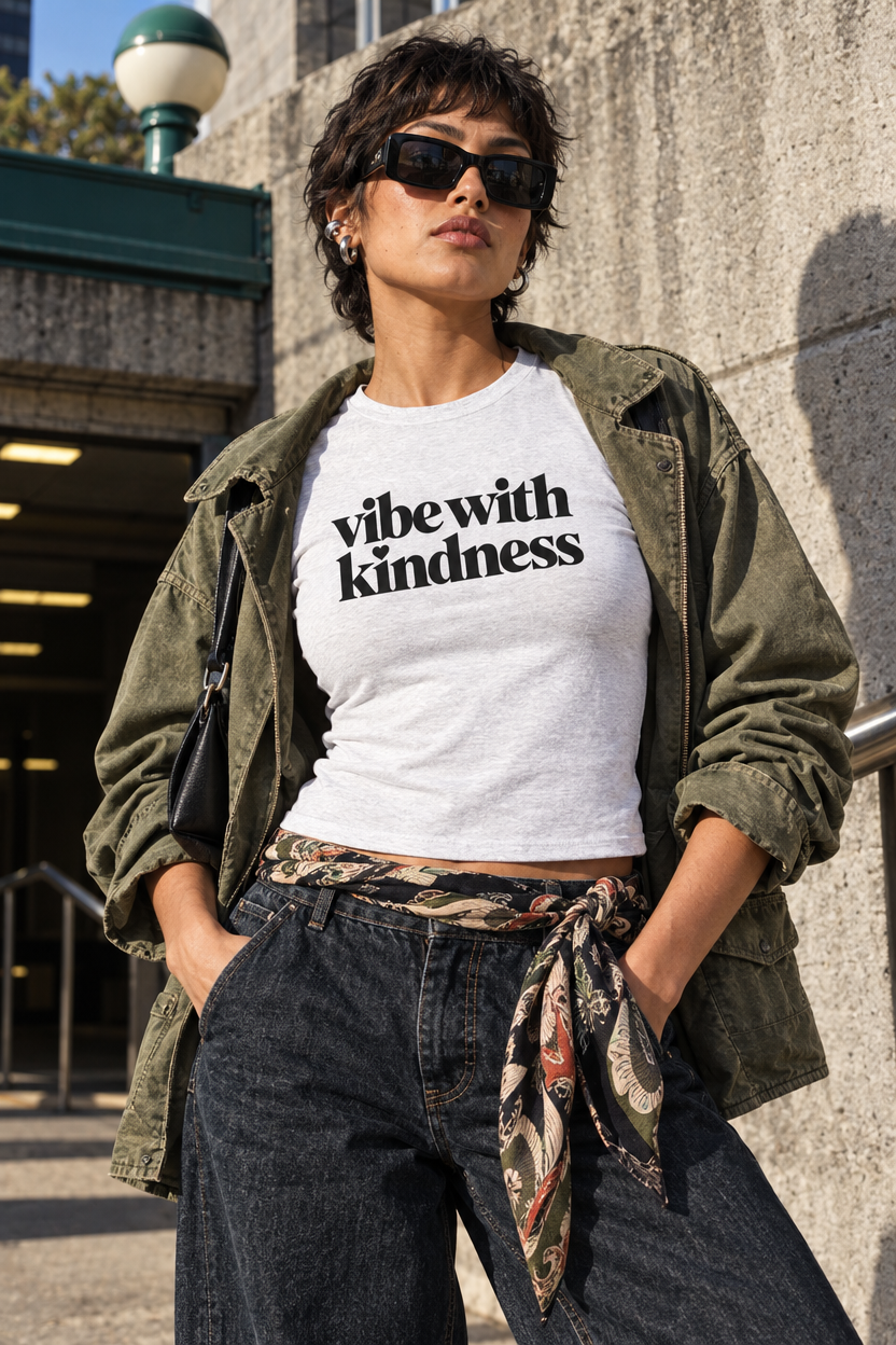 Vibe With Kindness Micro-Rib Baby Tee