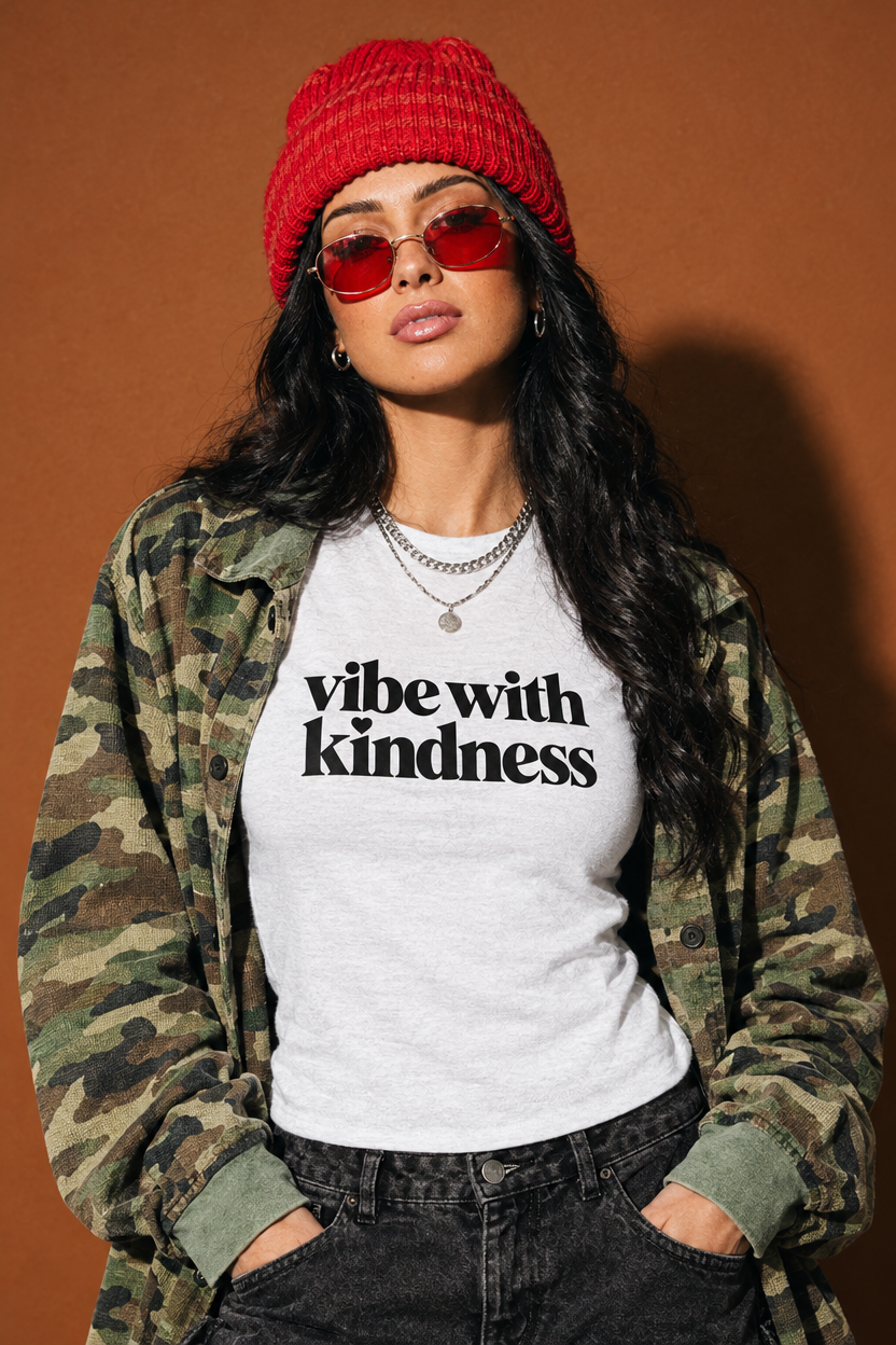 Vibe With Kindness Micro-Rib Baby Tee