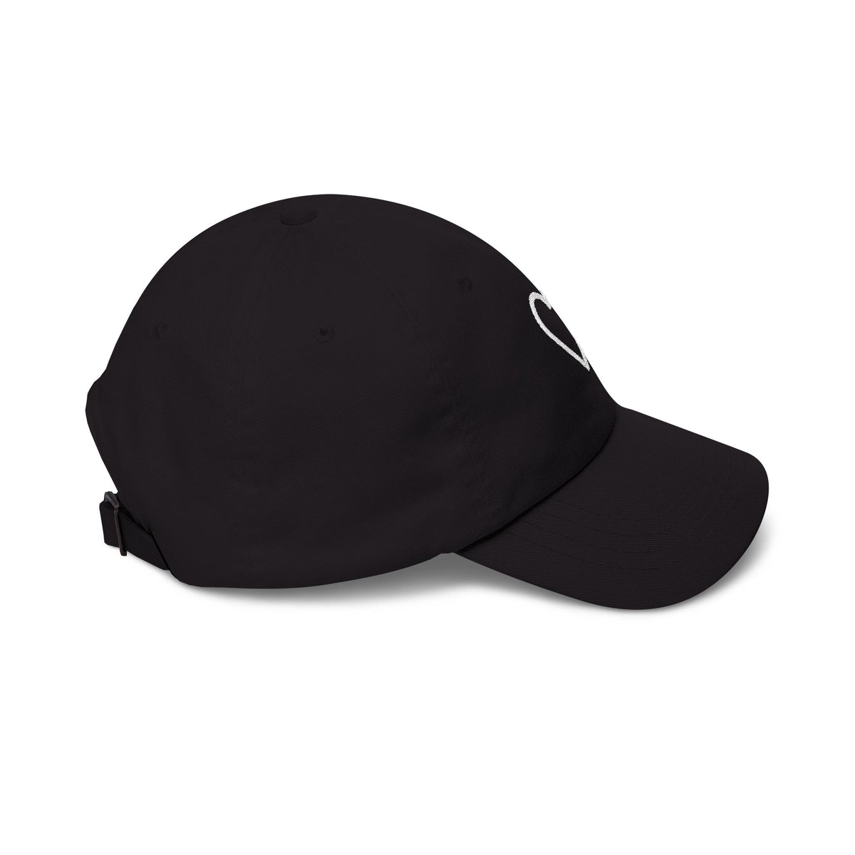 Outlined Heart Embroidered Dad Cap — Black Edition