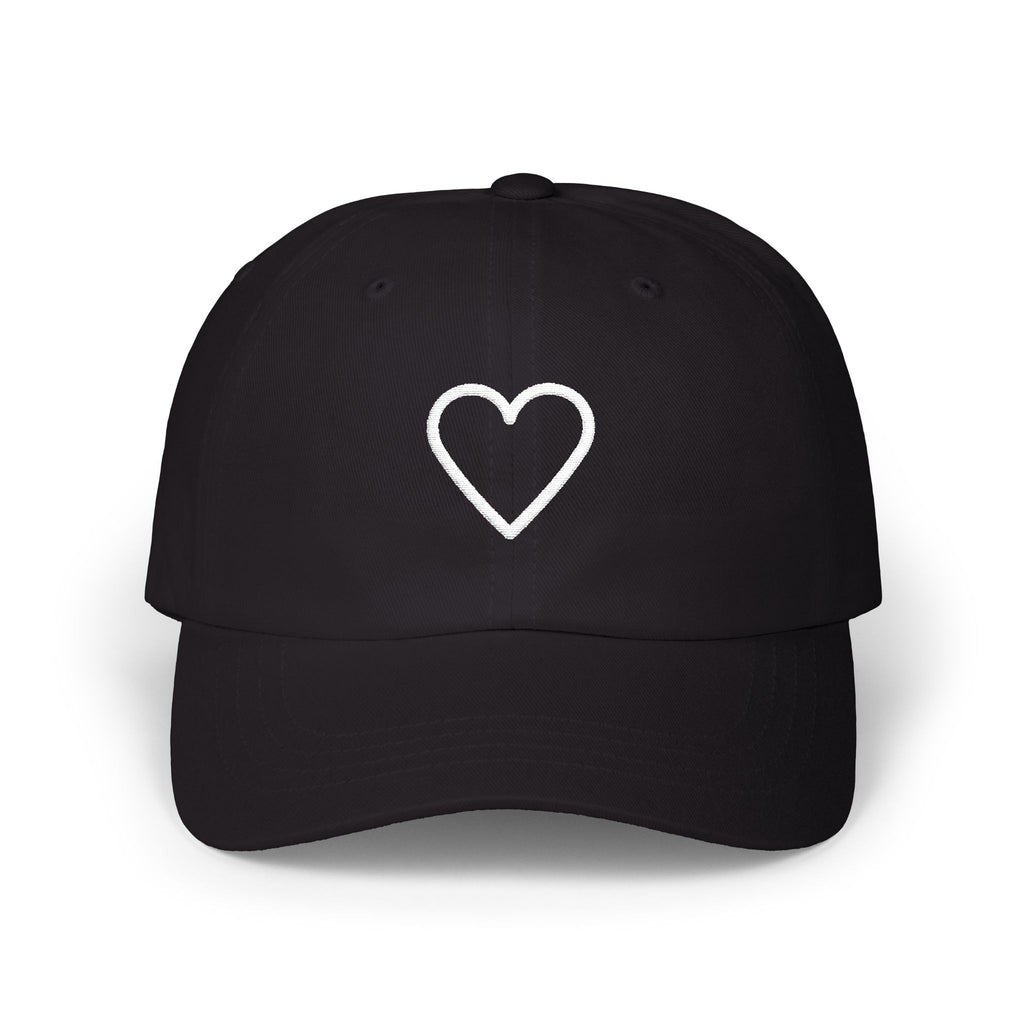 Outlined Heart Embroidered Dad Cap — Black Edition