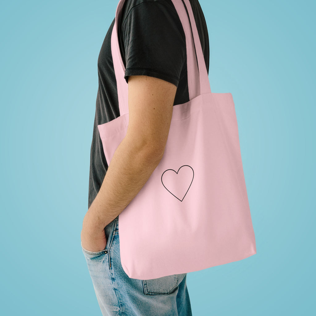 Outlined Heart Cotton Canvas Tote