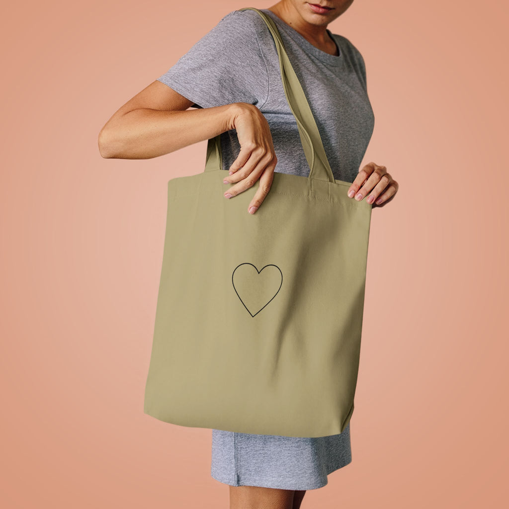 Outlined Heart Cotton Canvas Tote