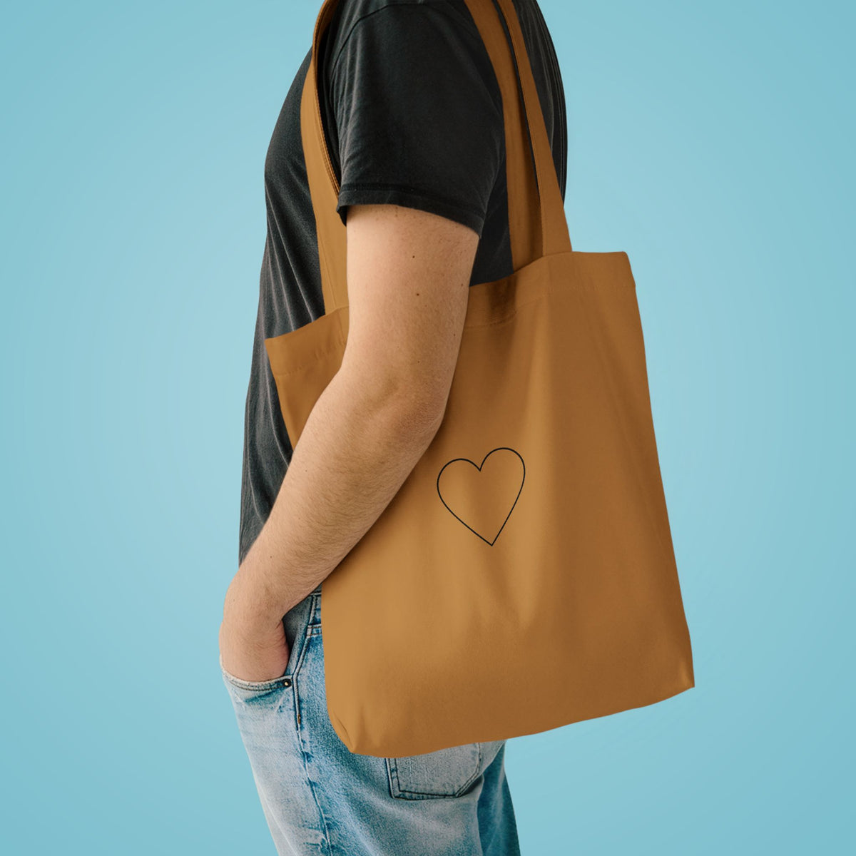 Outlined Heart Cotton Canvas Tote