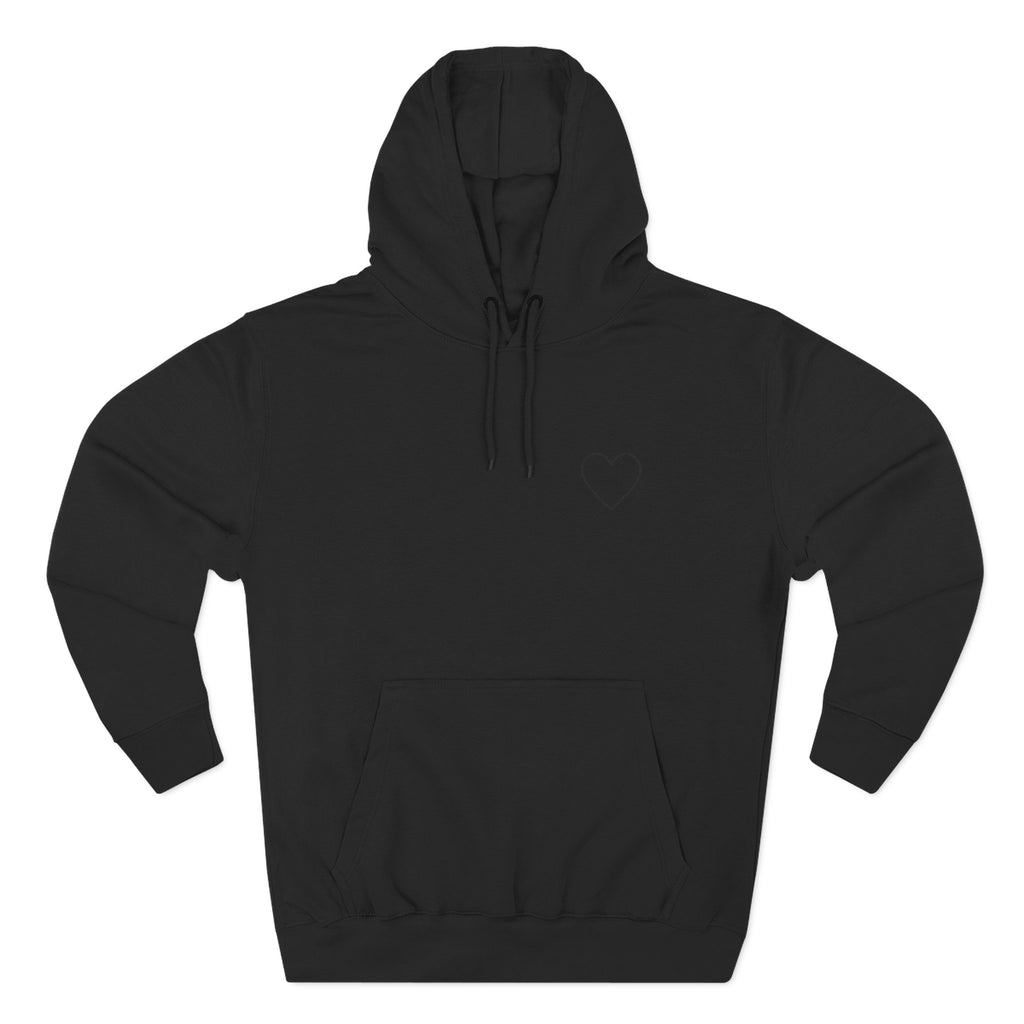 Outlined Heart Embroidered Fleece Hoodie