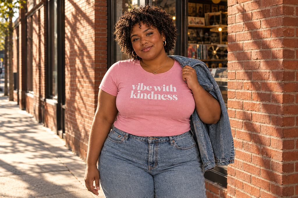 Vibe With Kindness — product lifestyle and detail mockup